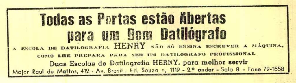 Escola de Datilografia Henry — 1973