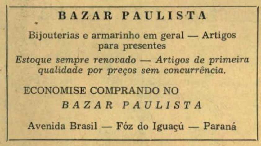 Bazar Paulista — 1954